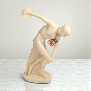 Vintage Discobolus Statue: Classical Greek Discus Thrower Sculpture